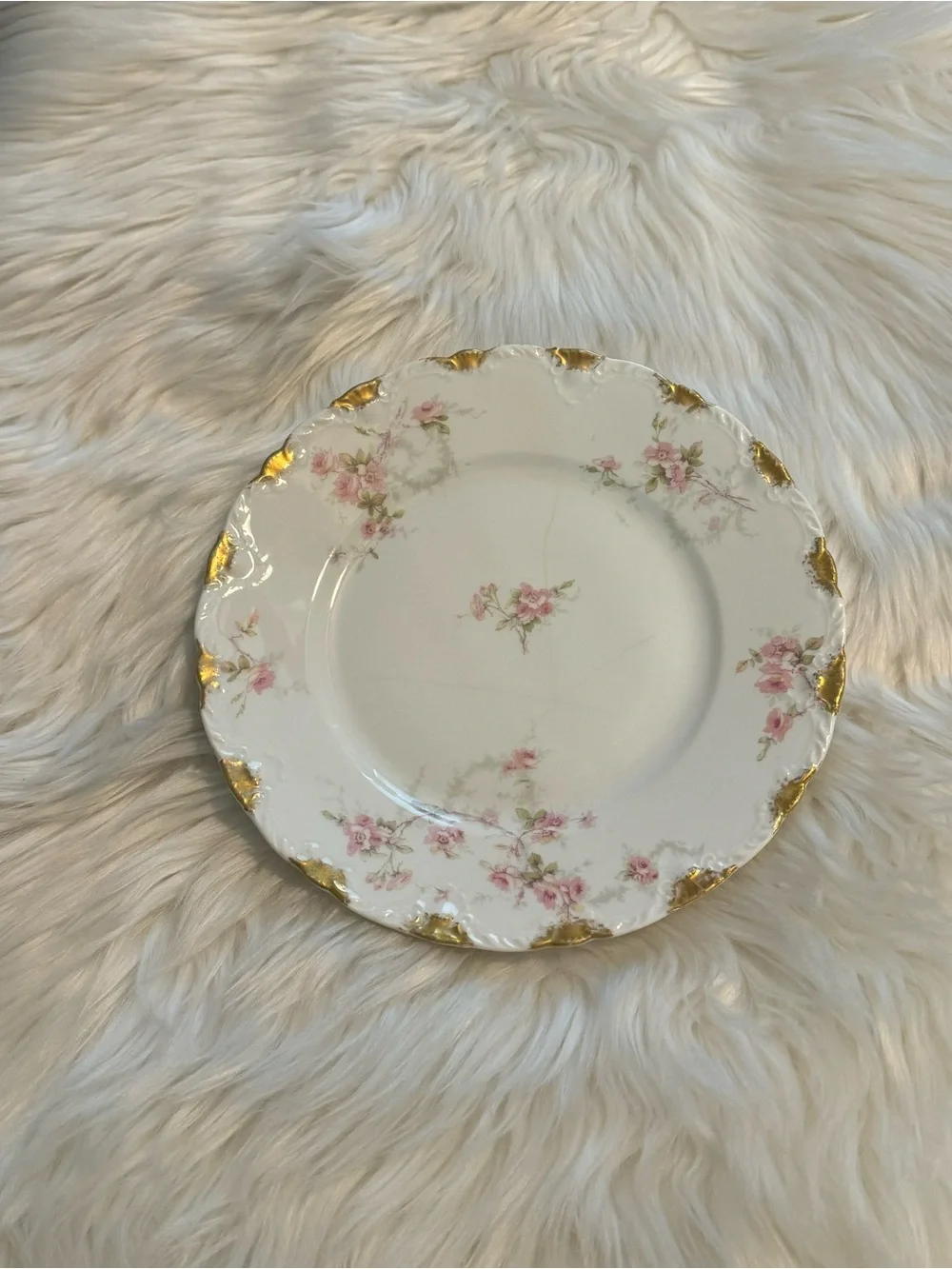 Antique Haviland Limoges France Pink Floral Plate